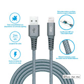 Cable USB-A a Lightning MFI 3A 2m